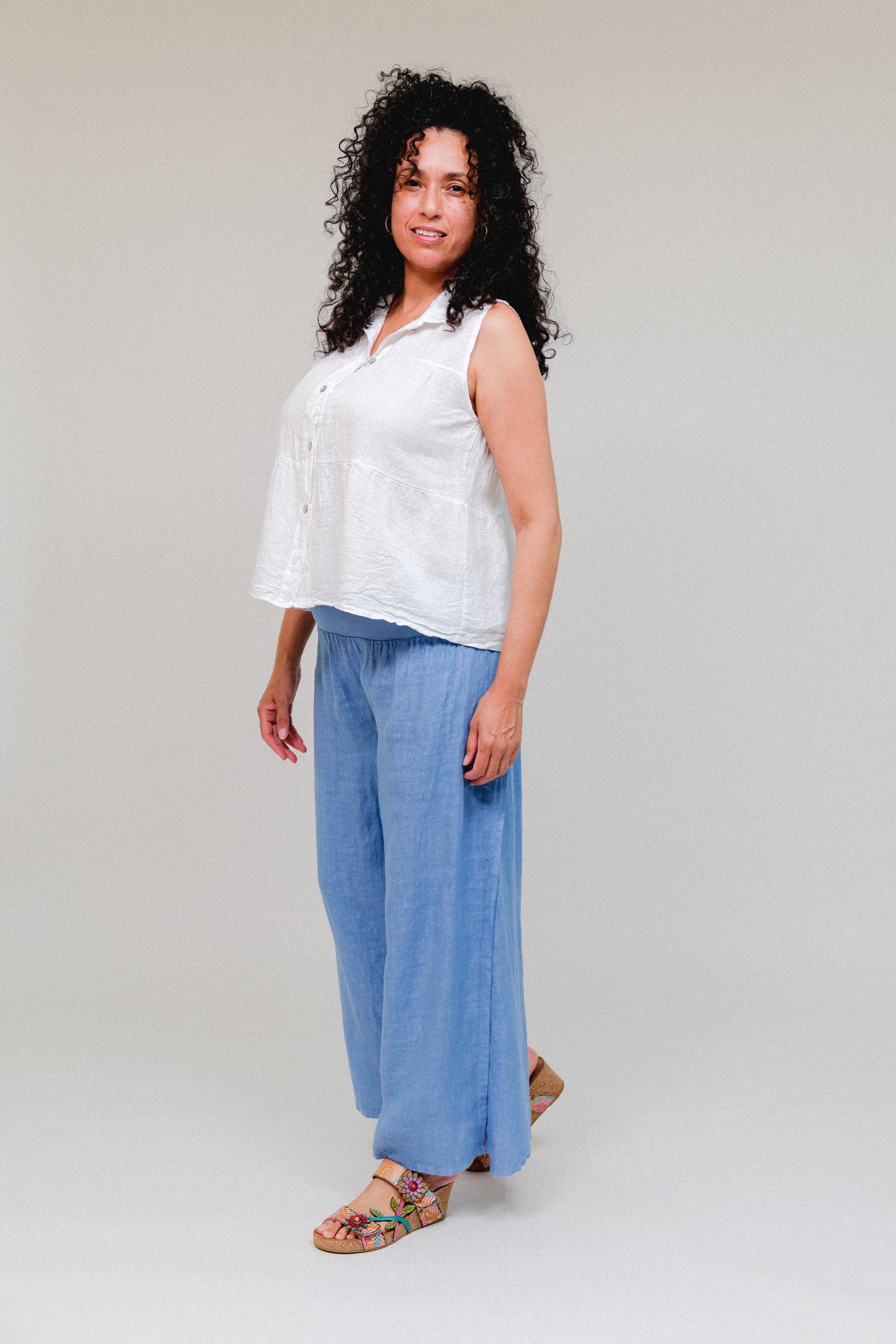 Ribbed Waist Open Side Pant Periwinkle Side