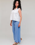 Ribbed Waist Open Side Pant Periwinkle Side