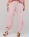 Gathered Hem Genie Pants Pink Front