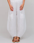 Gathered Hem Genie Pants White Front