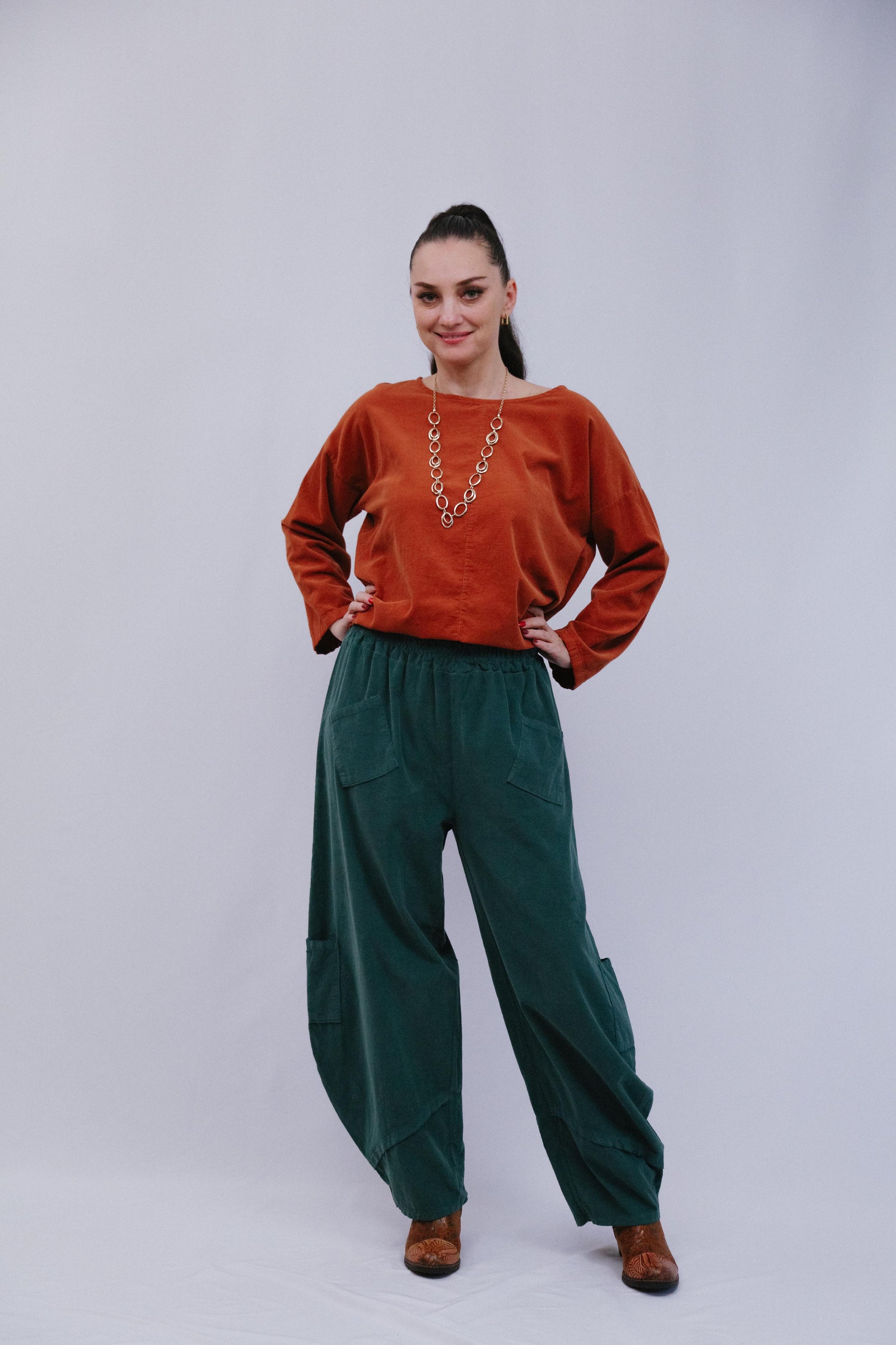 Charlee Pant in Teal_Front