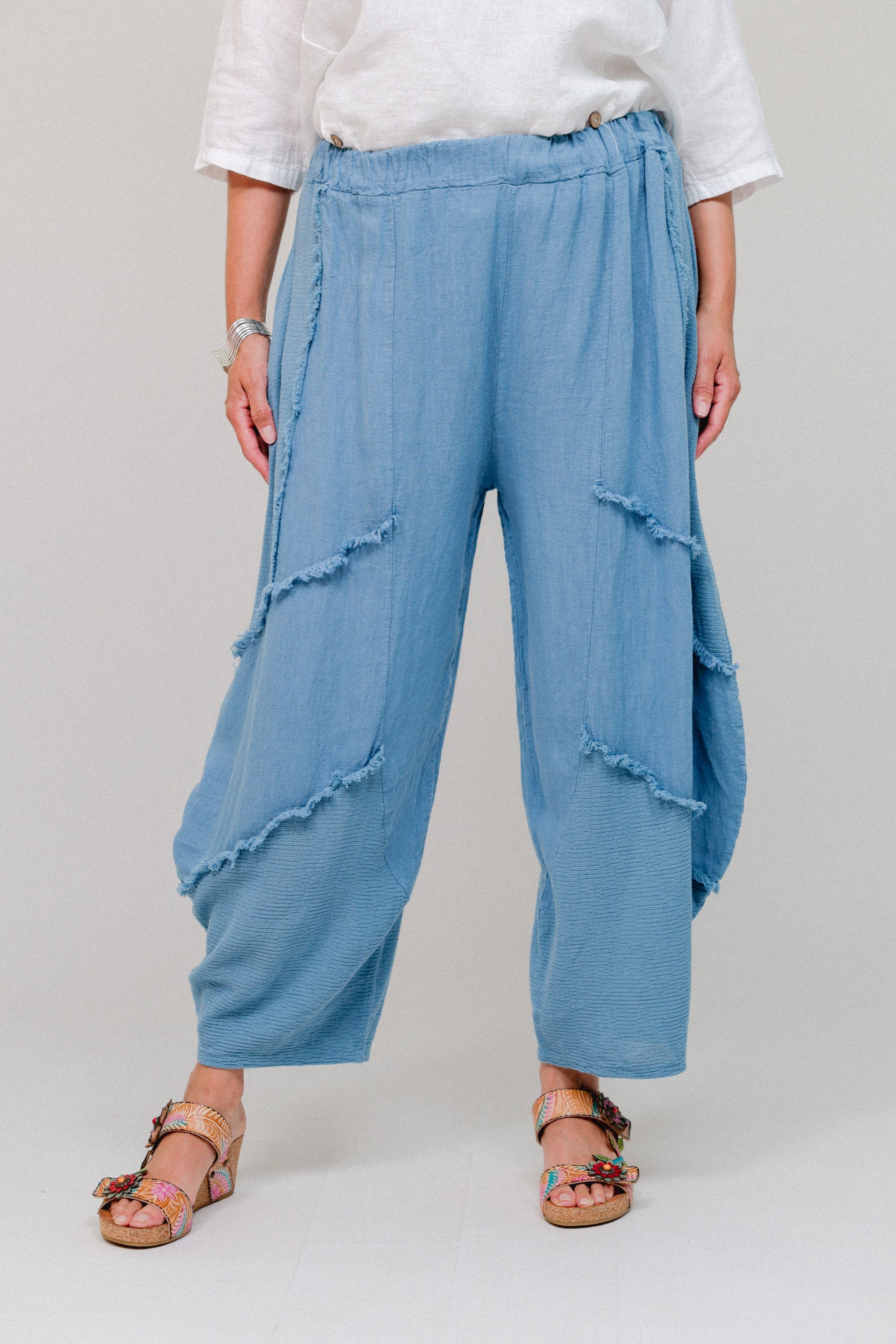 Waffle Weave Genie Pants Denim Front