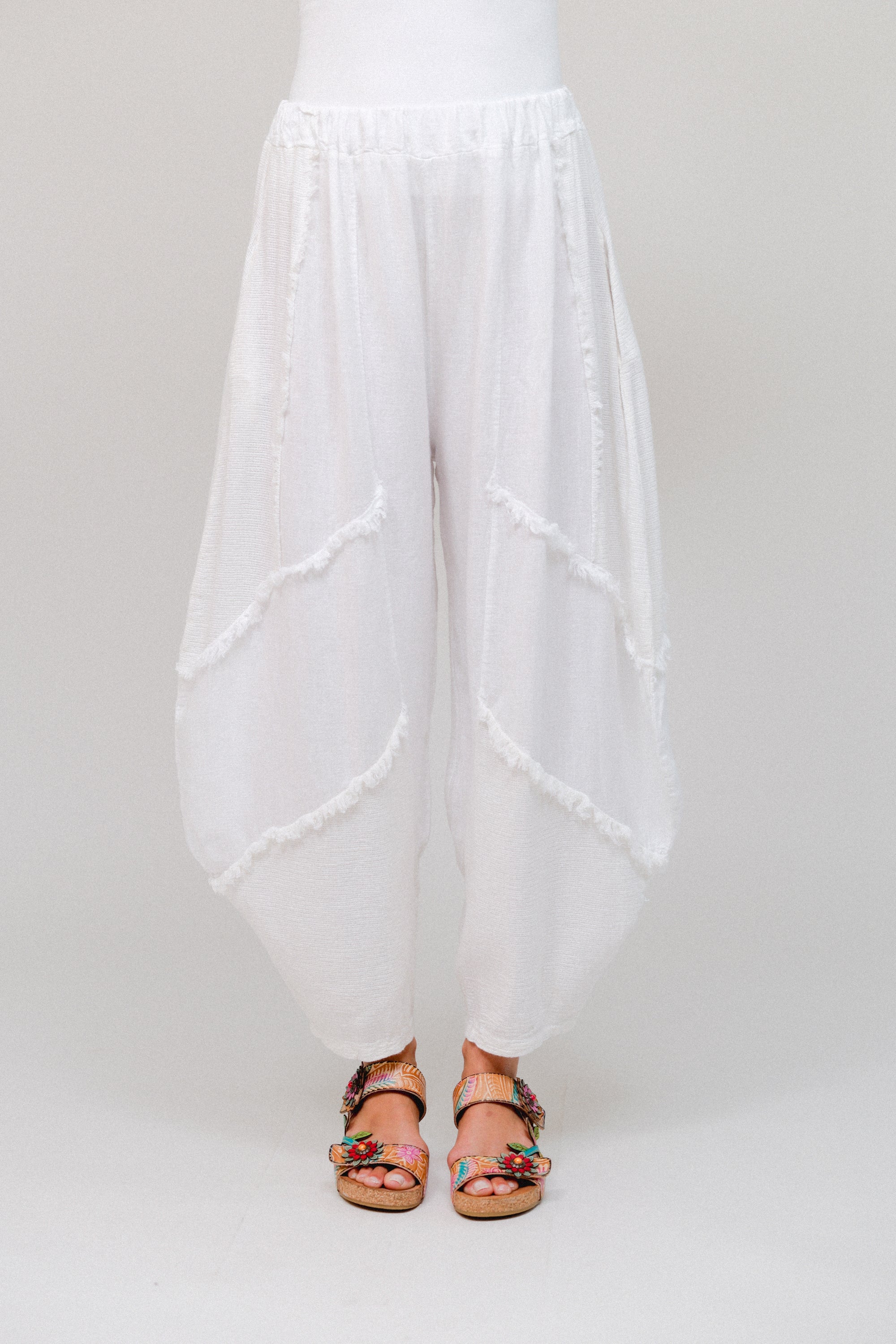 Waffle Weave Genie Pants WHite Front