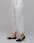 Side-Ruched Tapered Hem Pants White Side