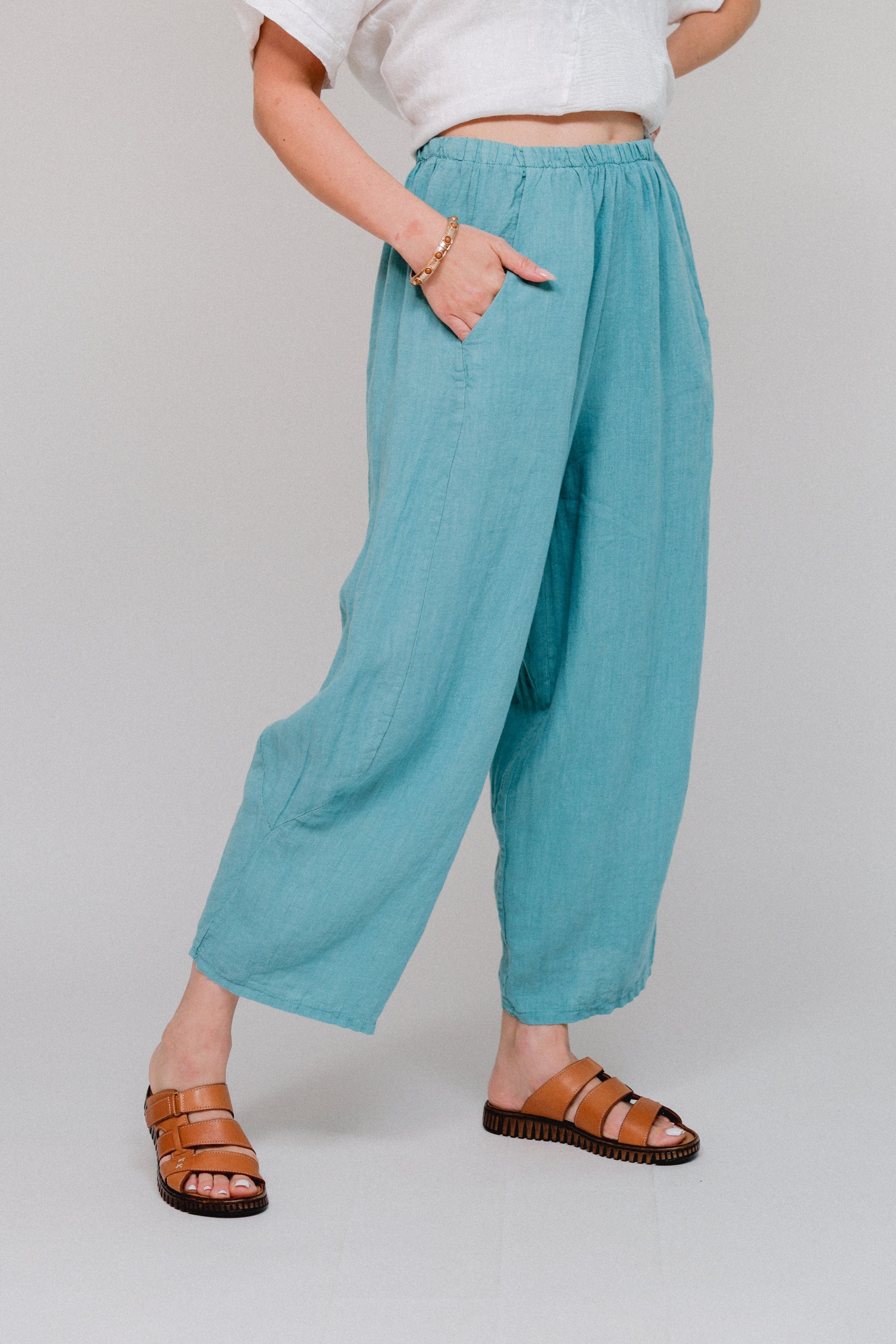 Crop Bungee Pants Seablue Side
