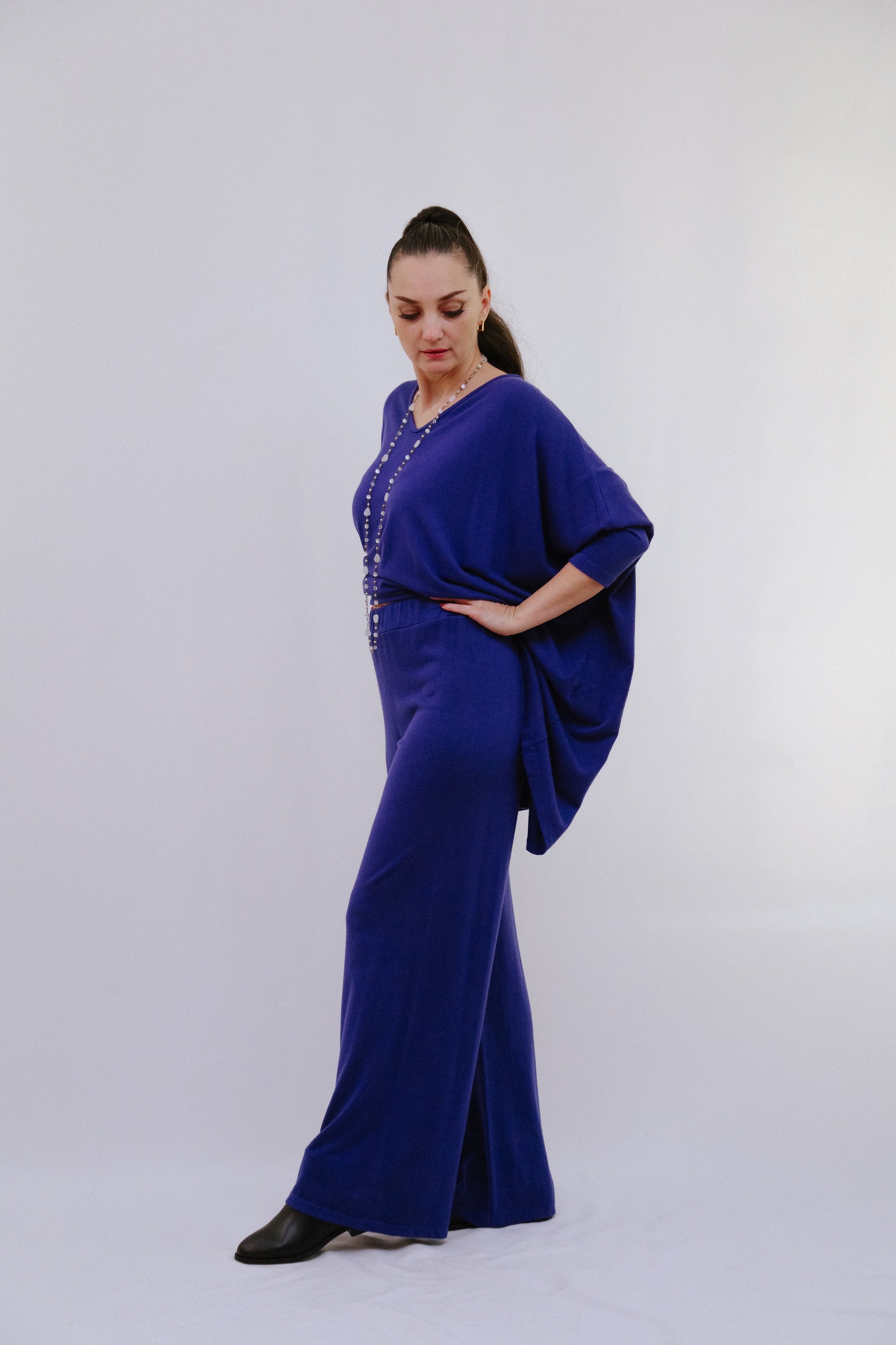 Saga Relaxed Pants Slide Pocket Side View in Royal Blue