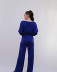 Saga Relaxed Pants Slide Pocket Back View in Blue
