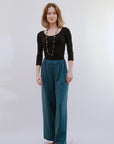 Wide Leg Pants in Teal_Front