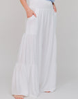 Tiered Palazzo Pants White Front