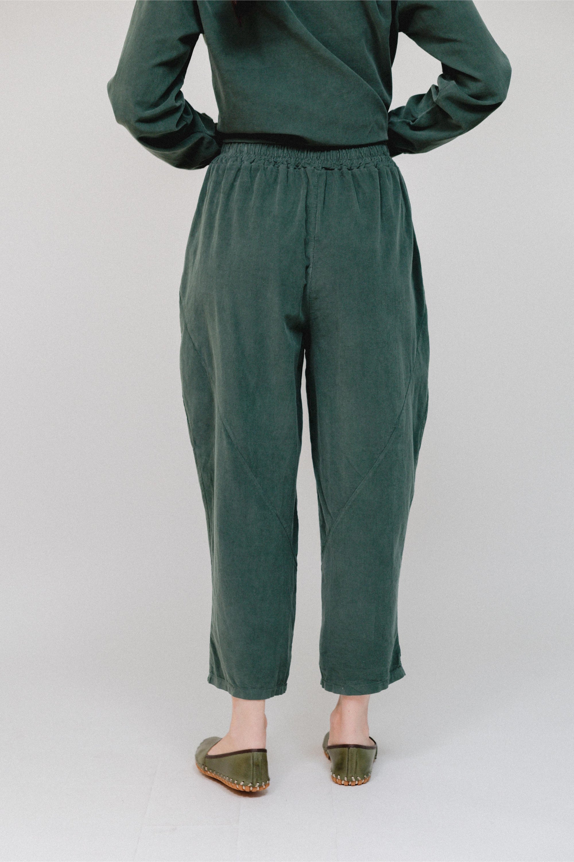 Tapered Hem Pants in Olive_Back