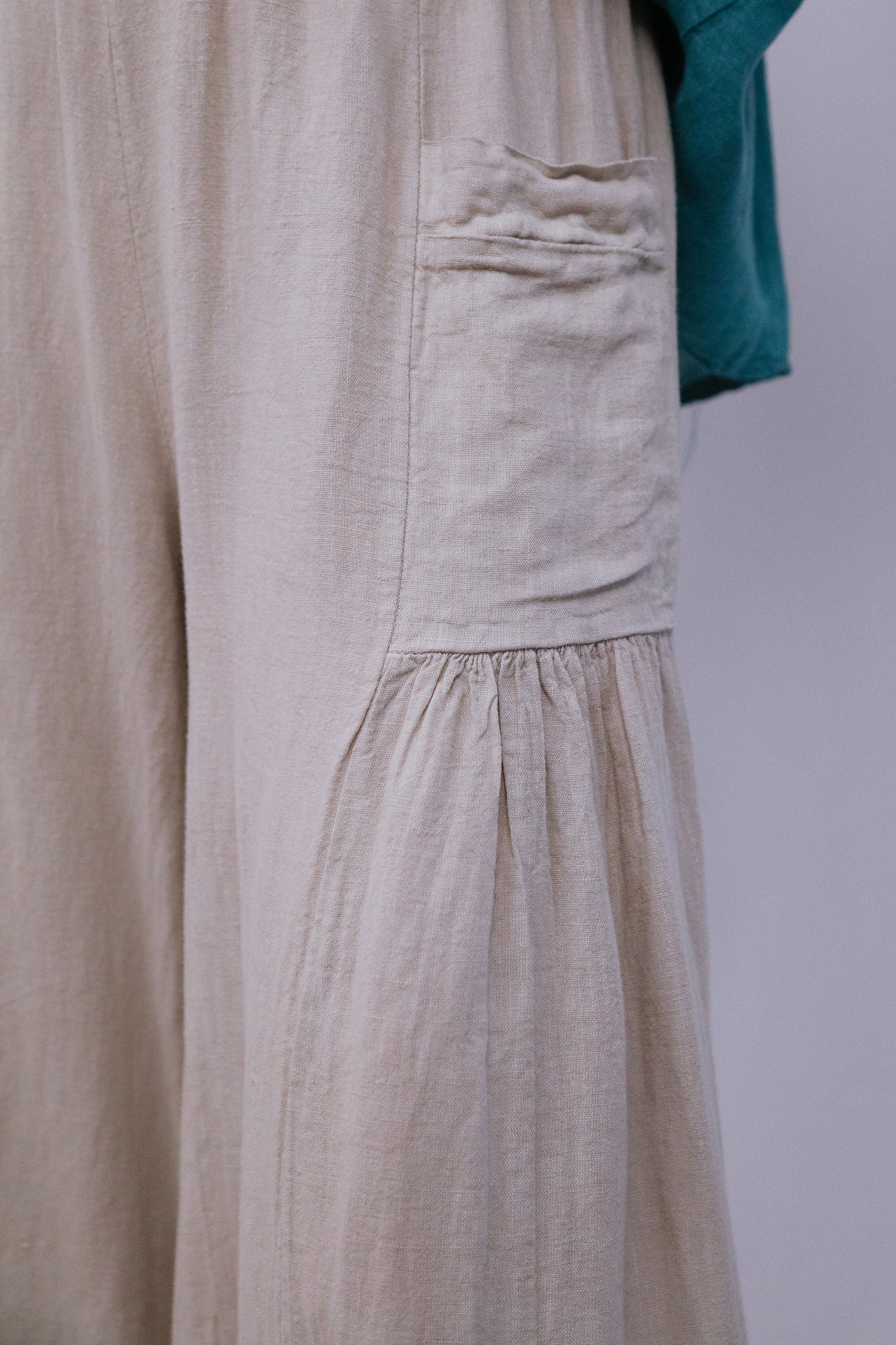 Front Pocket Shirred Pants Samd Front Close Up