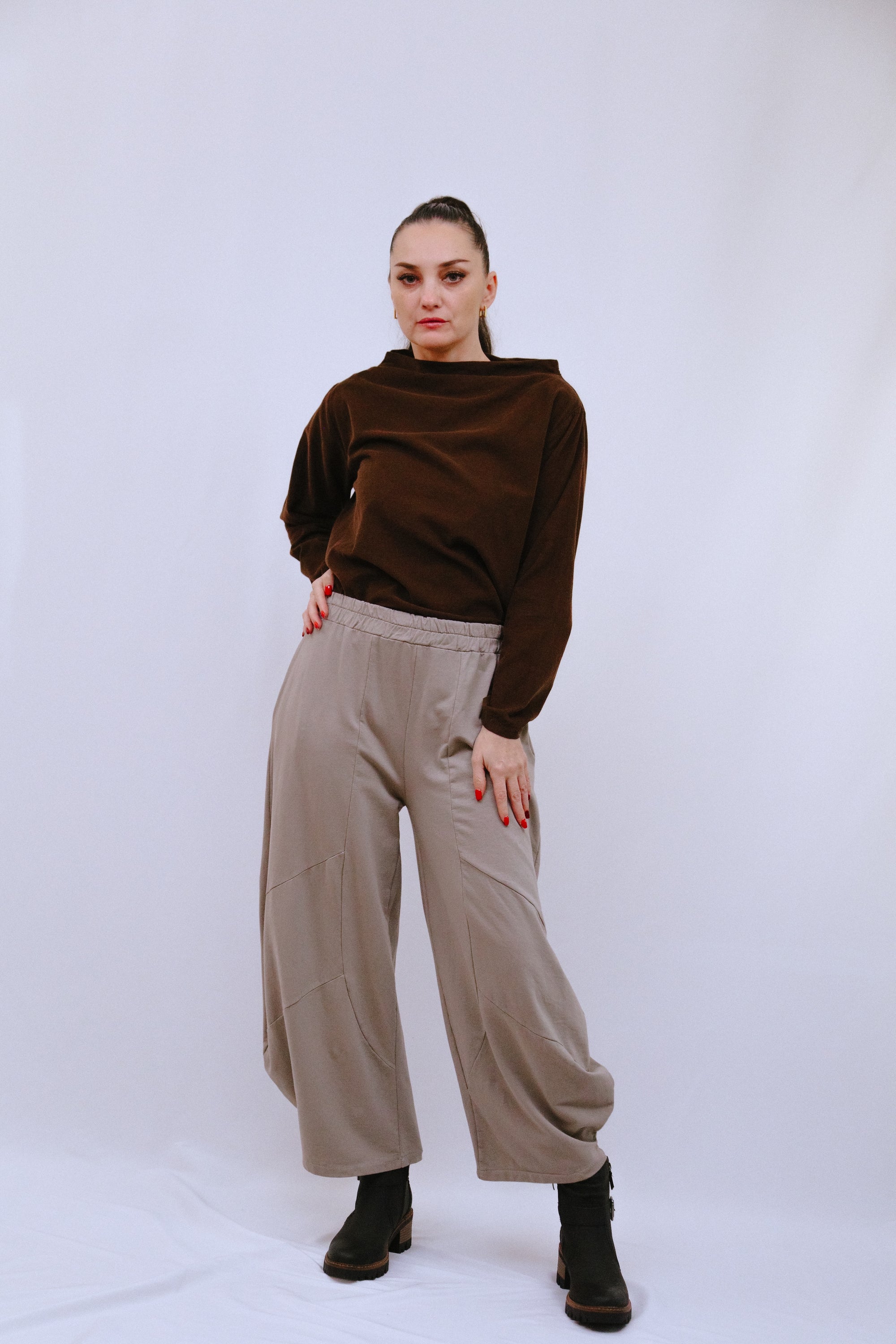 Saga Genie Pants in Sand Front View