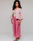 Button Hem Wide Leg Berry Front