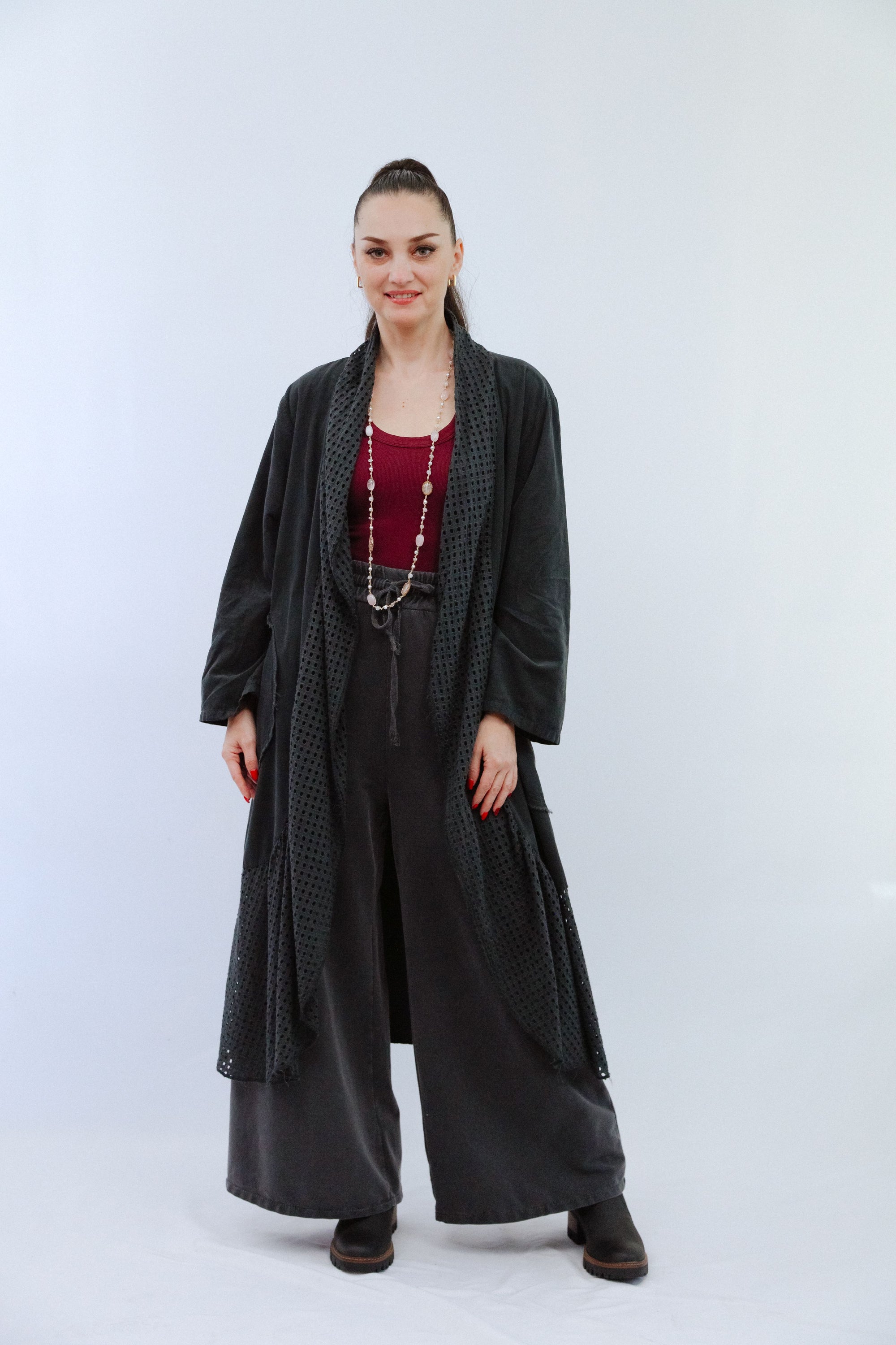 Big Track Pants in Black_Front