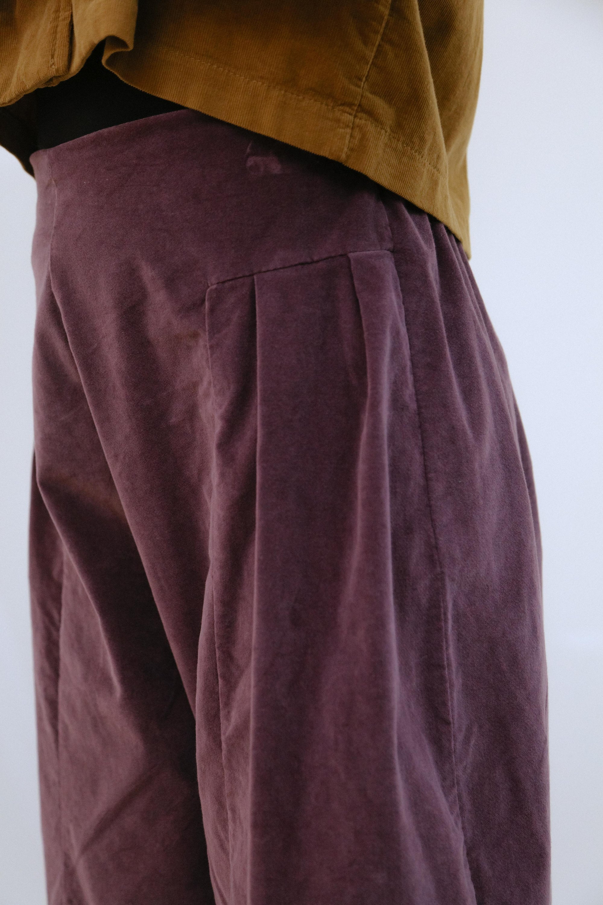 Side Pleat Velvet Pants Amethyst_Detail