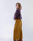 Side Pleat Velvet Pants Mustard_Side