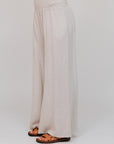 Smocked Waist Wide Leg Pant Sand Side