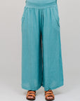 Wide Fit Pants Seablue Front