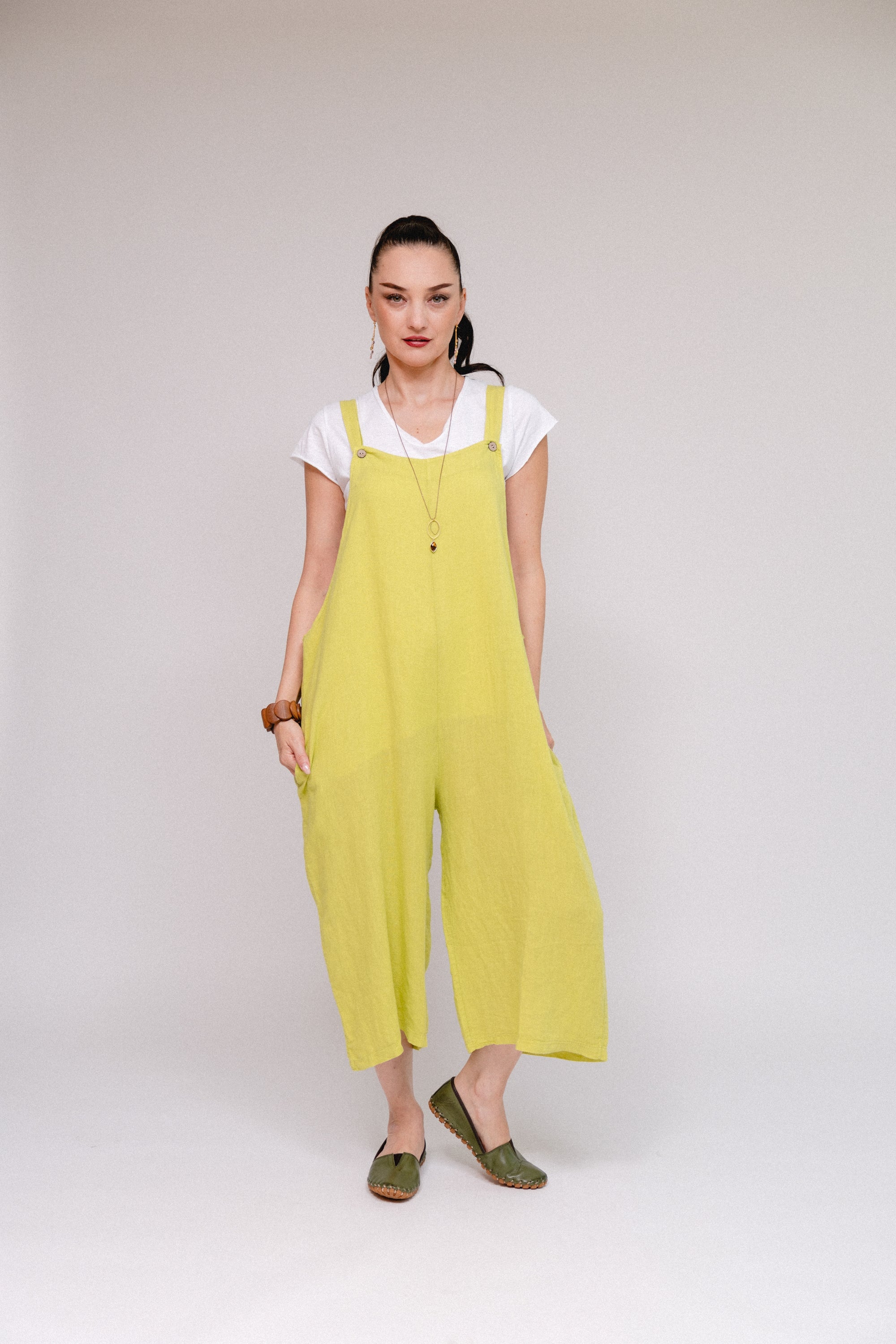 Adjustable Strap Pantsuit Moss Front