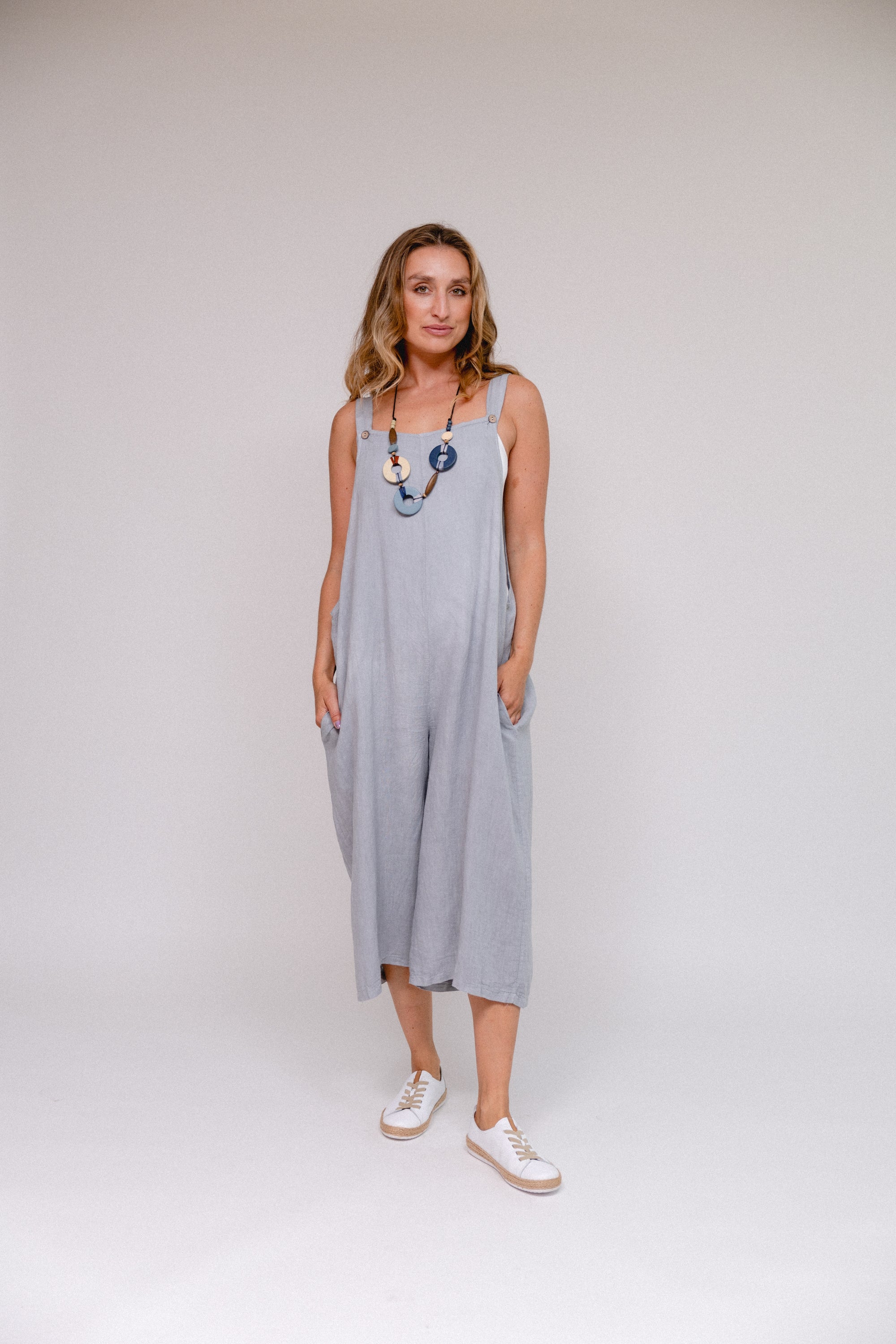 Adjustable Strap Pantsuit Silver Front