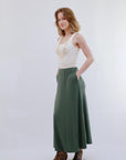A-line Skirt in Olive_Side
