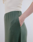 A-line Skirt in Olive_Pocket Detail