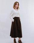 Wrap Around Scallop Hem Skirt in Coco_Front Side