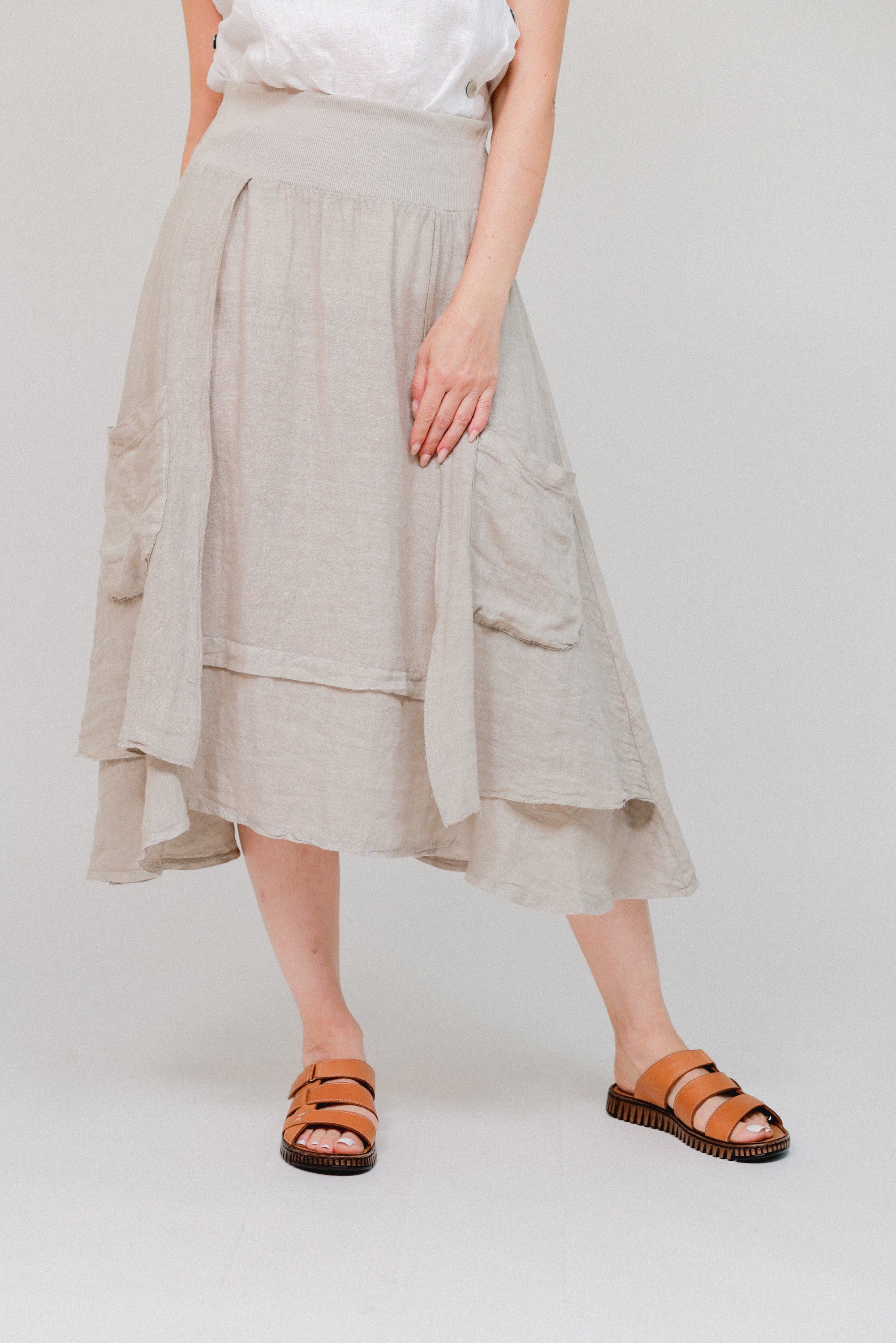 Layered Midi Skirt Sand Front