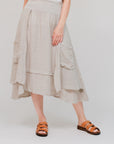 Layered Midi Skirt Sand Front