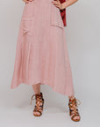 Midi 2-Different Pockets Skirt Pink Front
