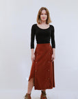 Button Maxi Skirt in Terra_Front