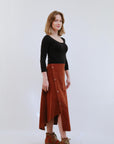 Button Maxi Skirt in Terra_Side