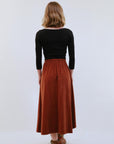 Button Maxi Skirt in Terra_Back