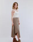 Button Maxi Skirt in Sand_Side