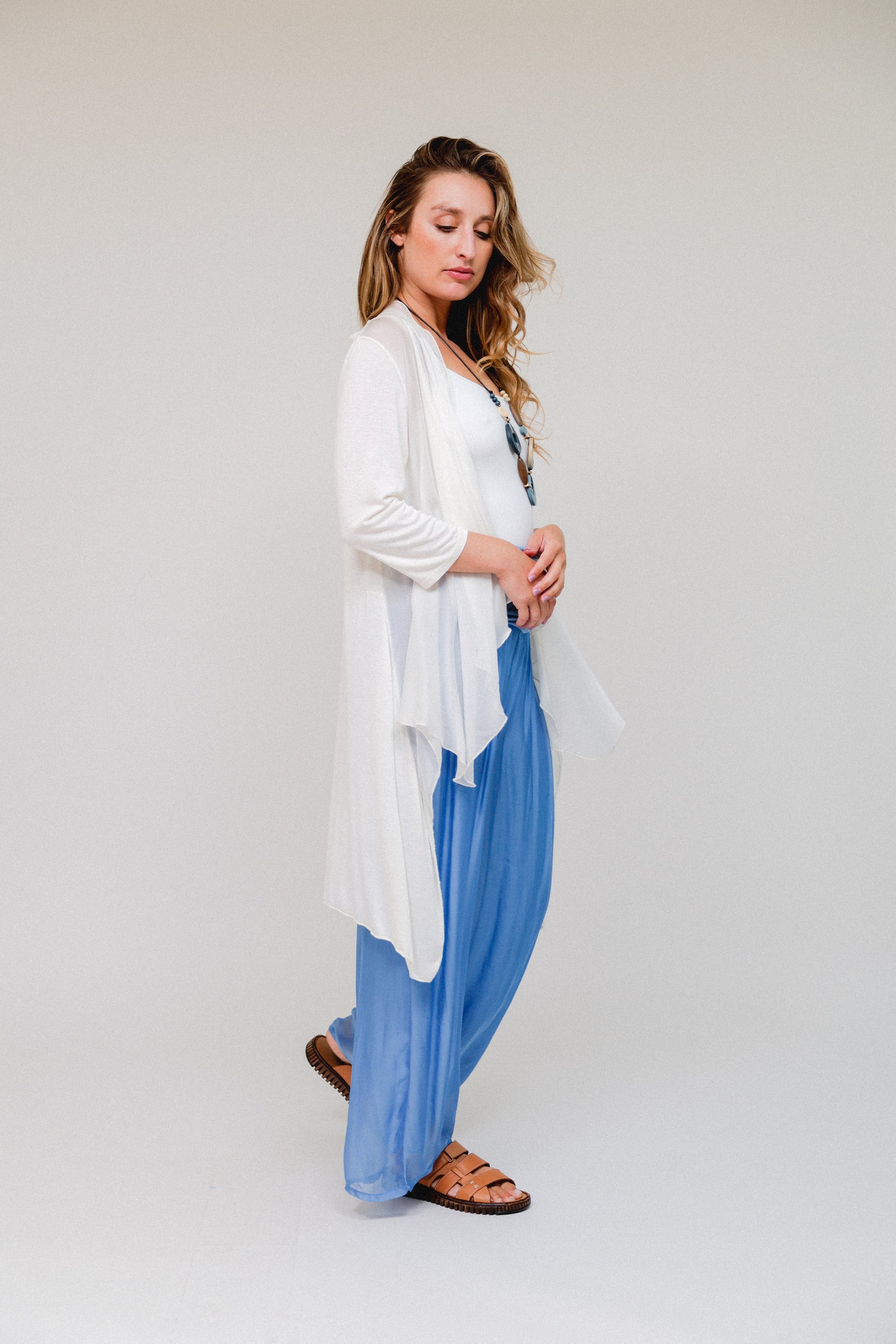Midi Silk-Blend Cardigan White Side