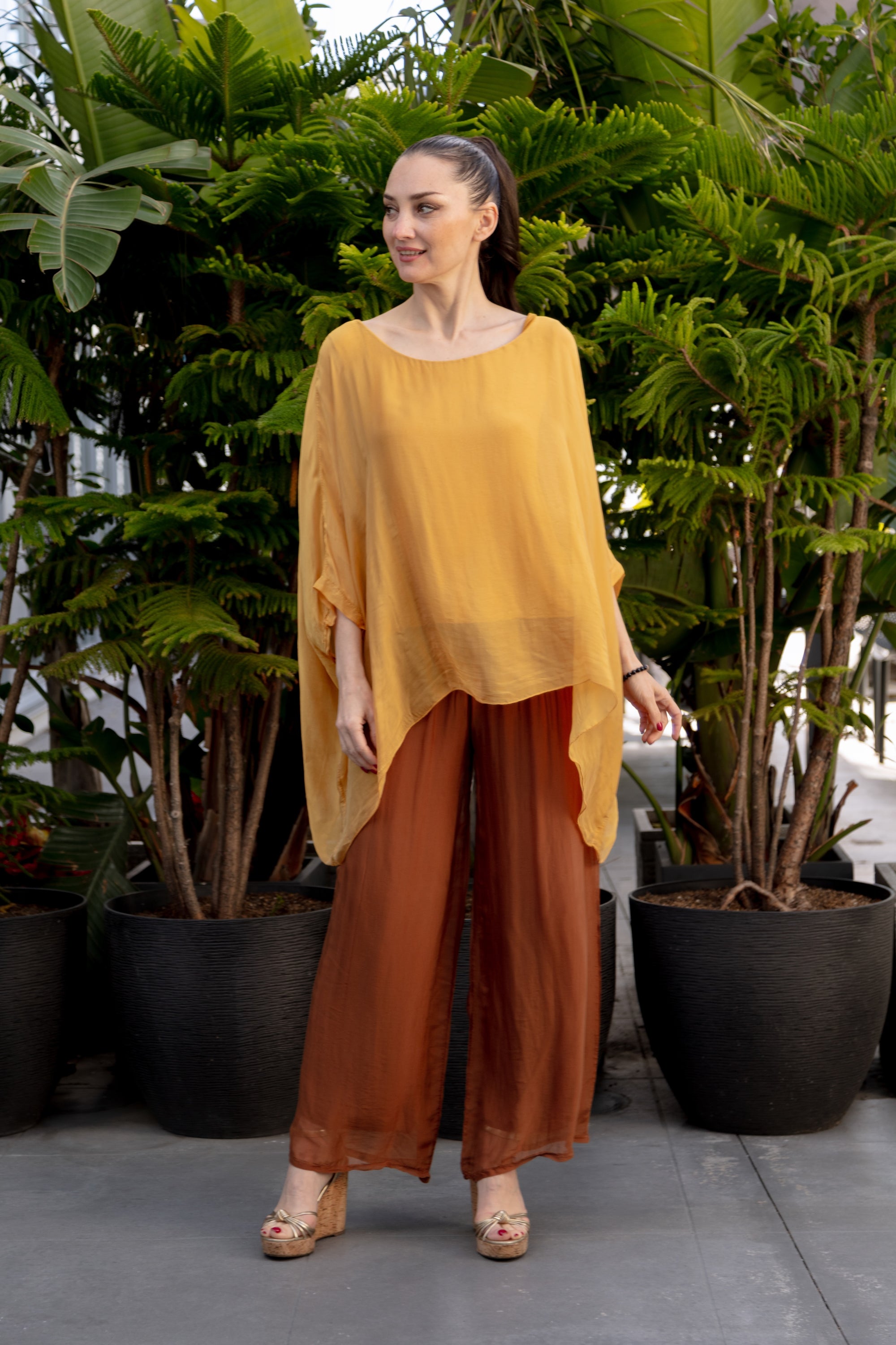 Dolman Top Silk Blend Front View