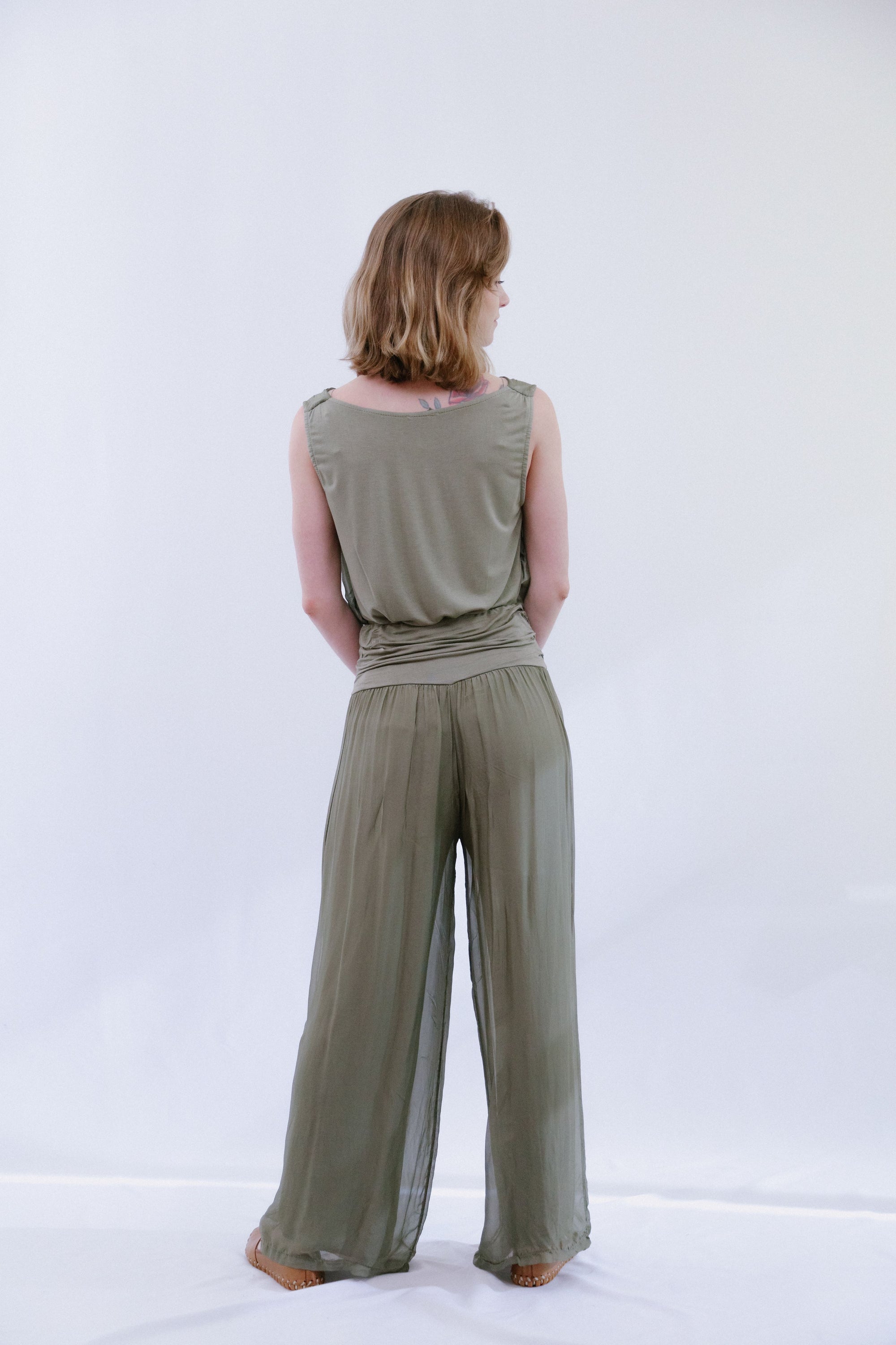 Palazzo Pants in Olive_Back