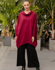 Amelia Cowl Neck Top in wine 