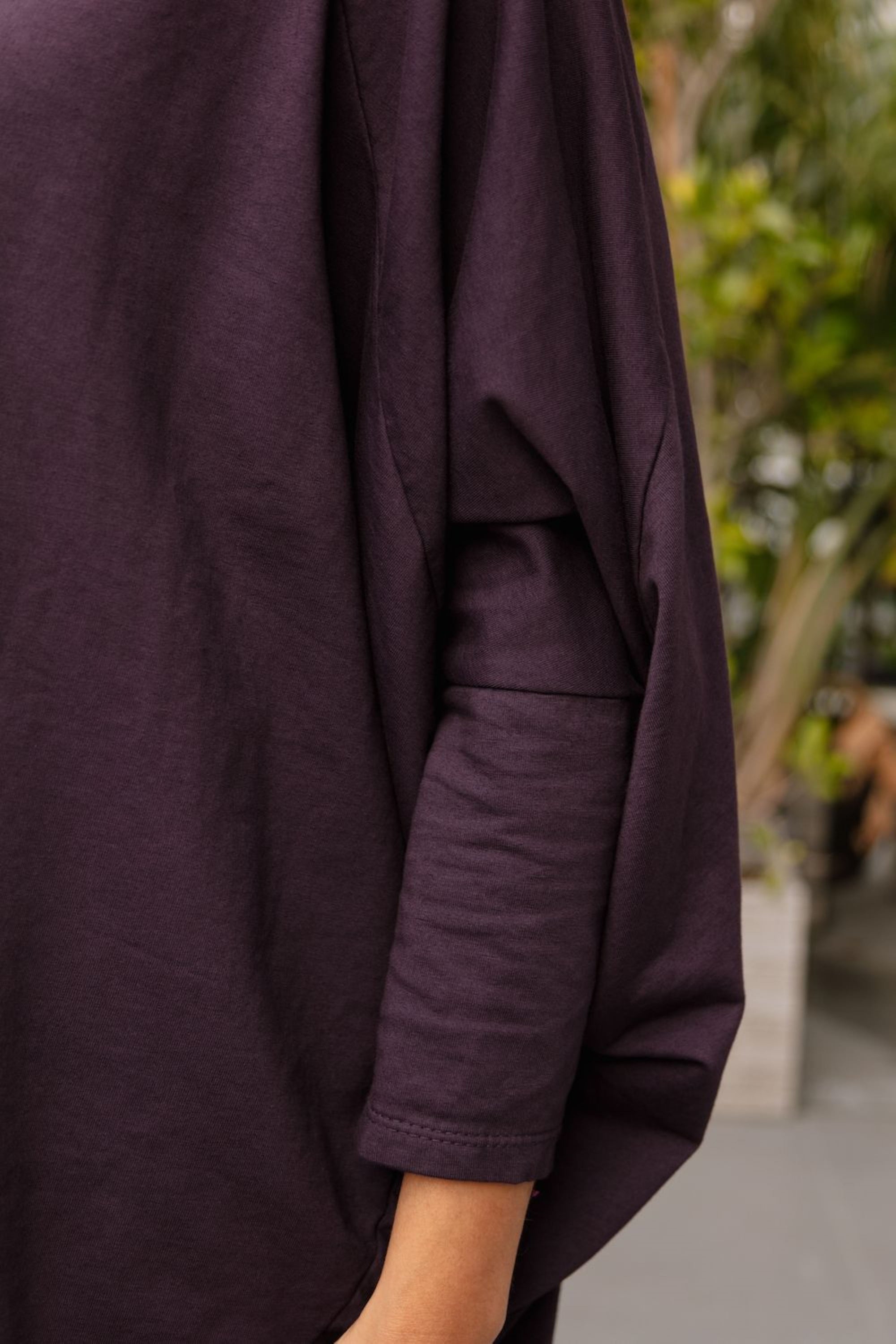 Amelia Cowl Neck Top in Purple_Sleeve Detail