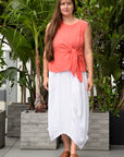 Sleeveless Side Tie Tee in coral