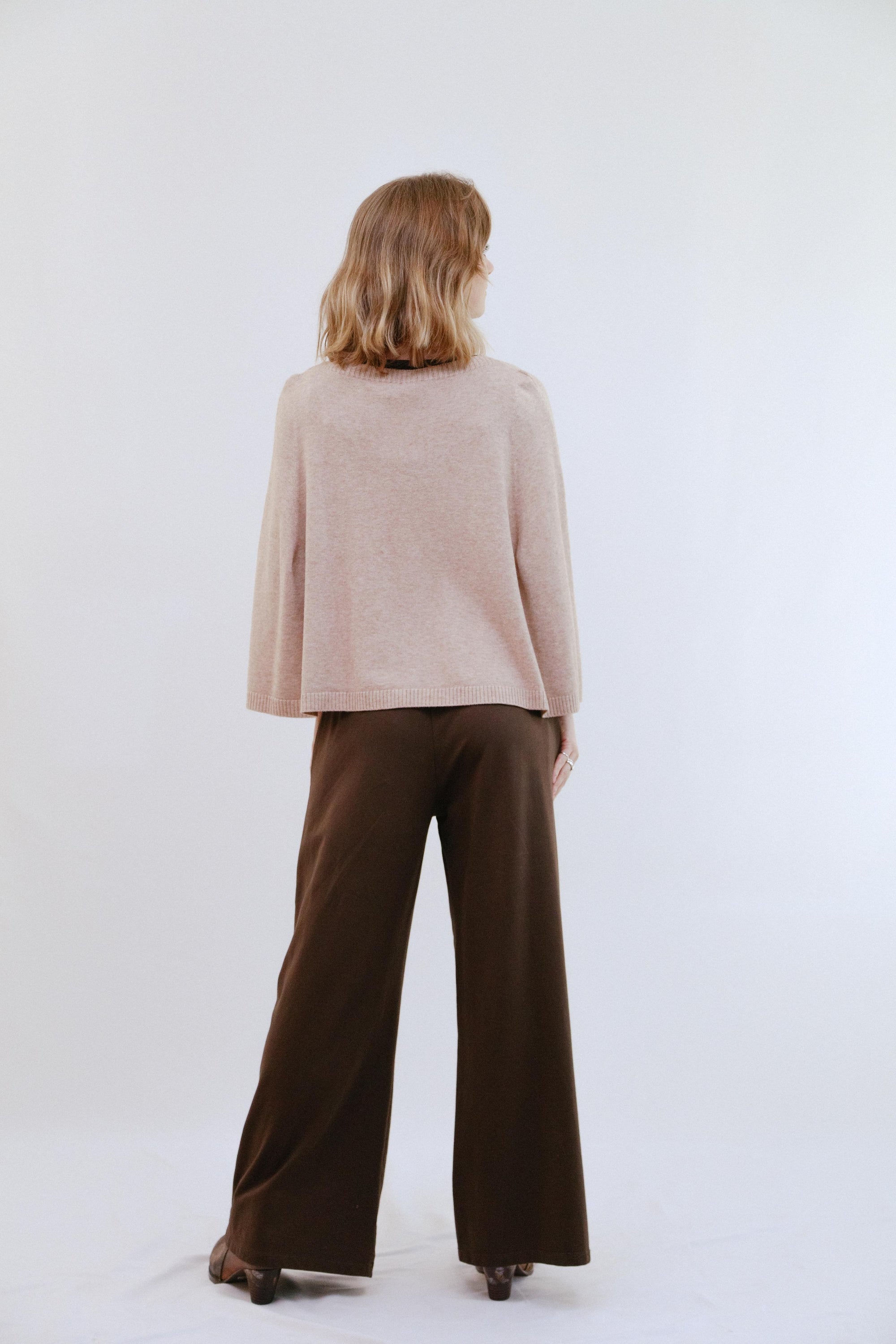 Ribbed Cover Top in Ivory_Back