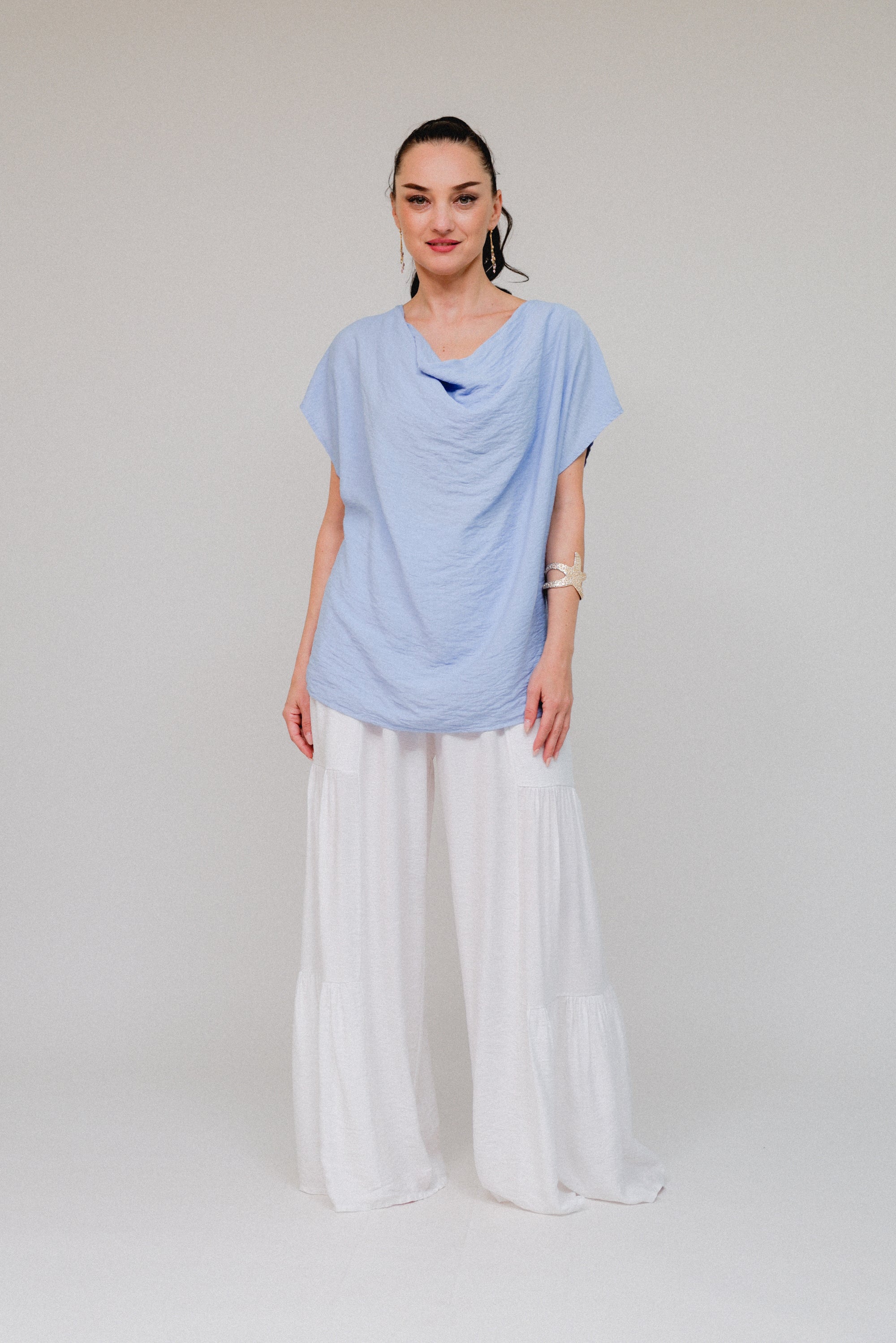 Cowl Relax Top Blue Front