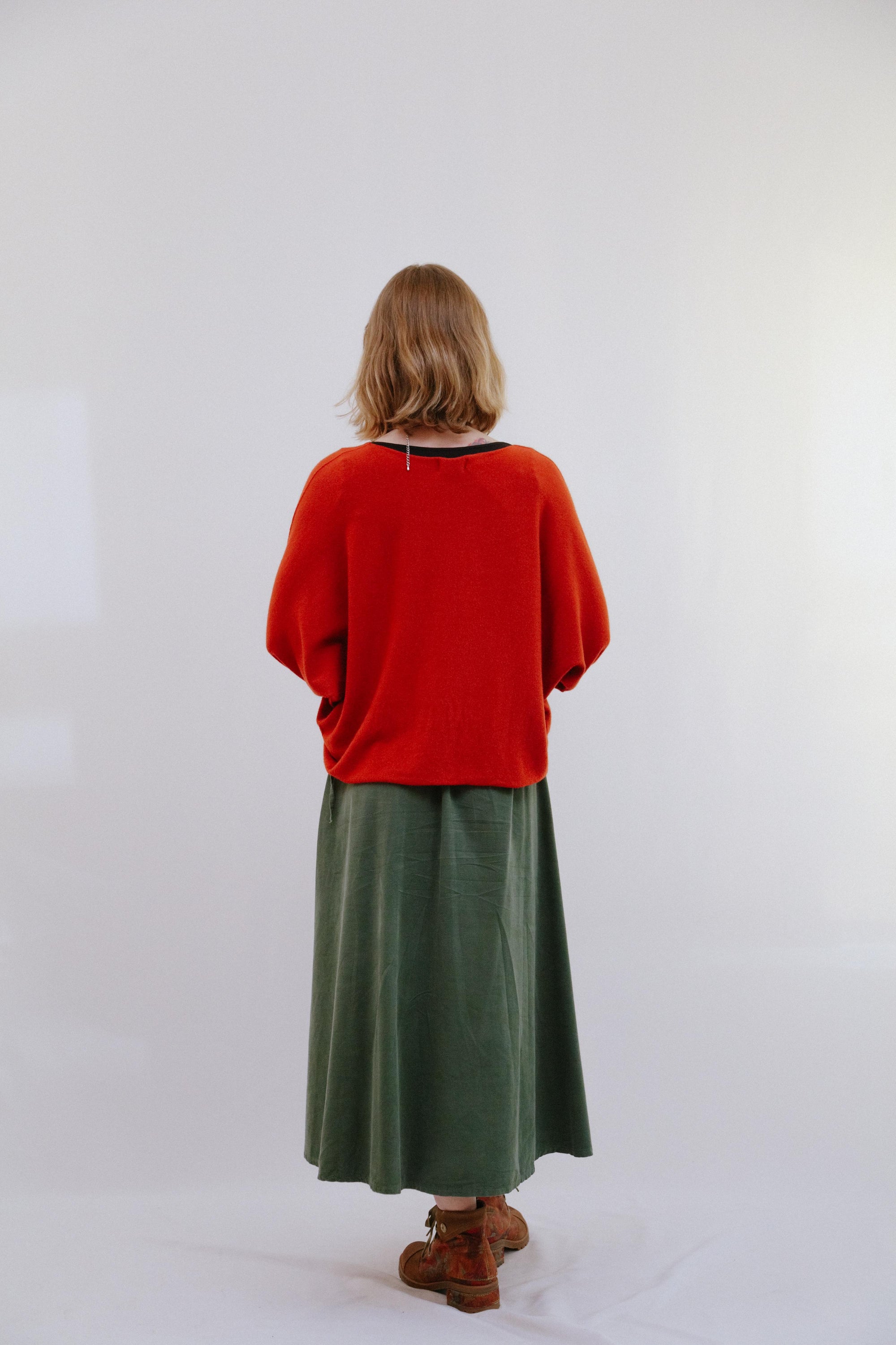 Crew Neck Knit Top in Terra_Back