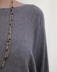Crew Neck Knit Top in Charcoal_Sleeve Detail