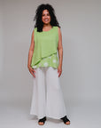Sleeveless Tunic Polka Hem Lime Front