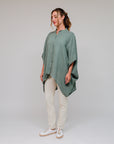 Priest Collar Dolman Sleeve Olive Front