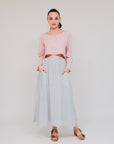 Round Neck Crop Cover Top Pink Front