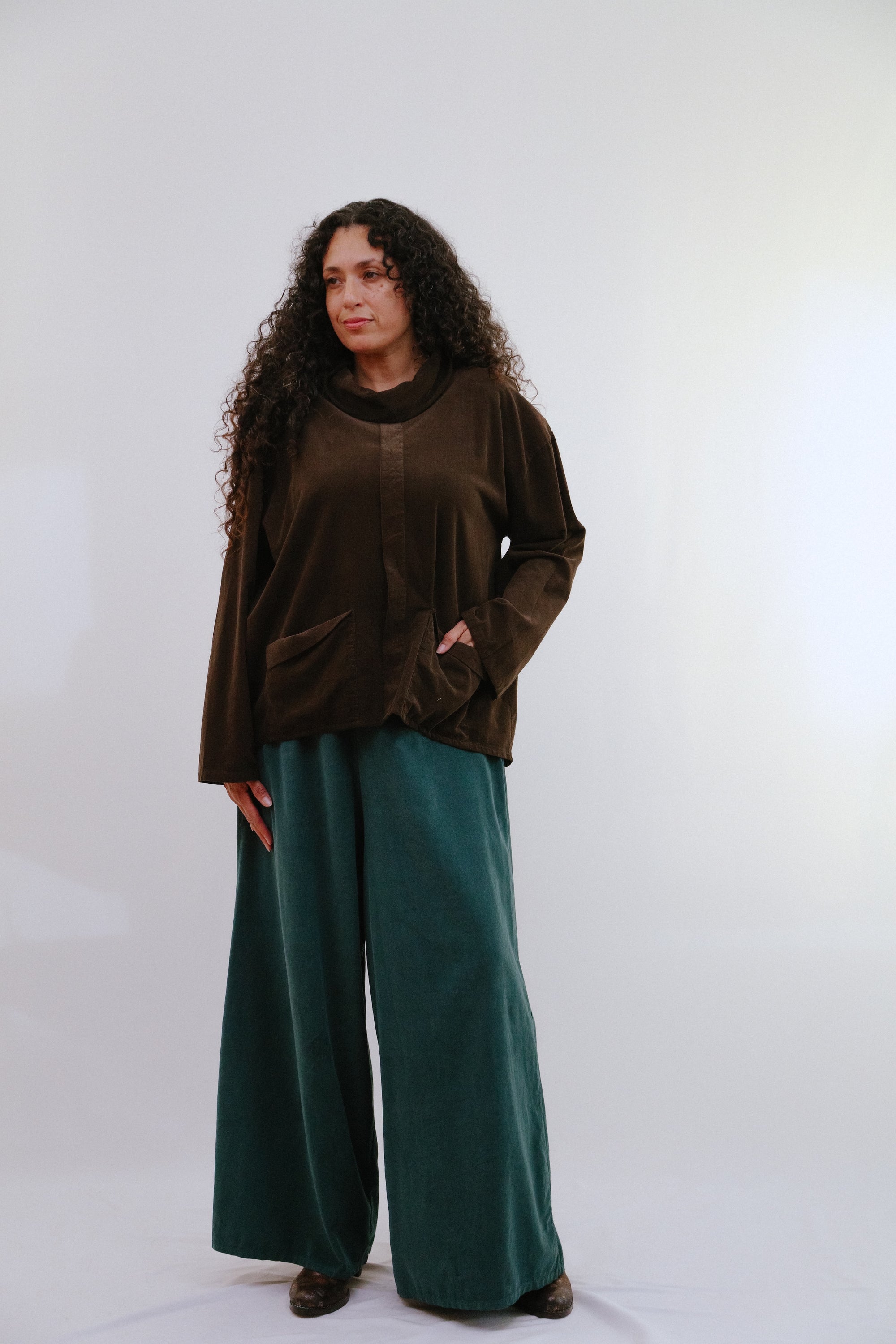 Center Seam Cowl Top Coco Front View