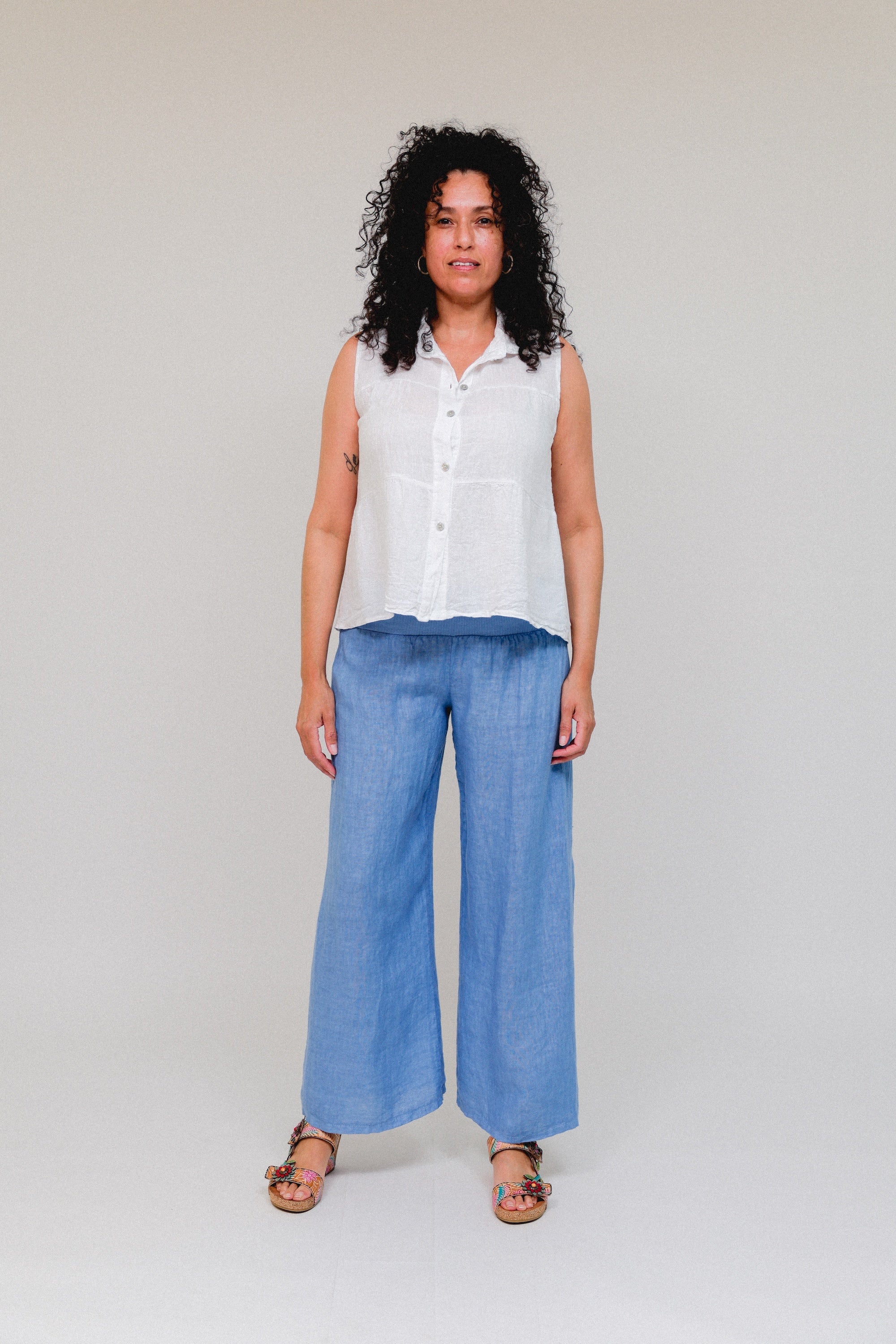 Collar Babydoll Top White Front