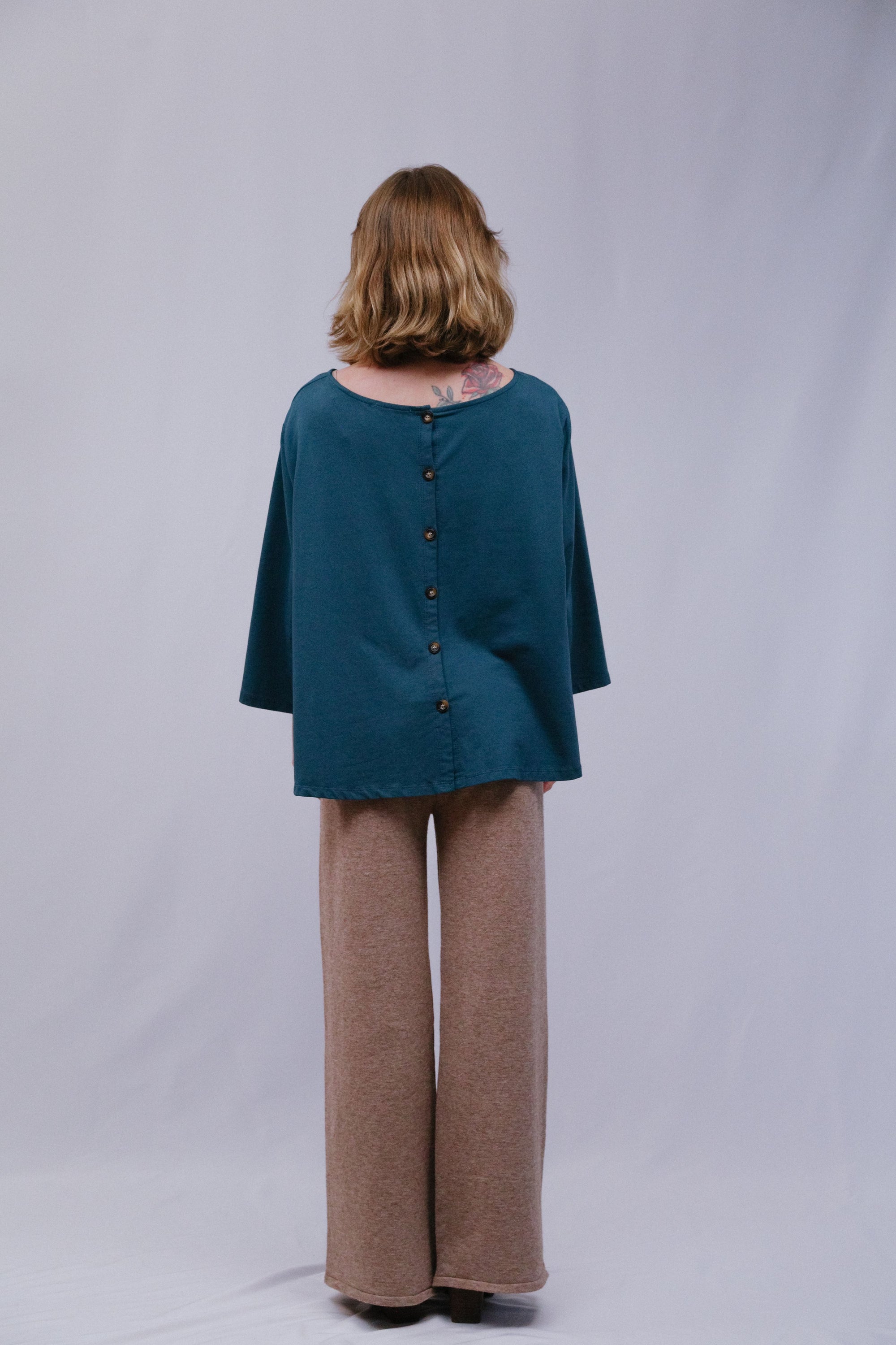 Button Back Top in Teal_Back